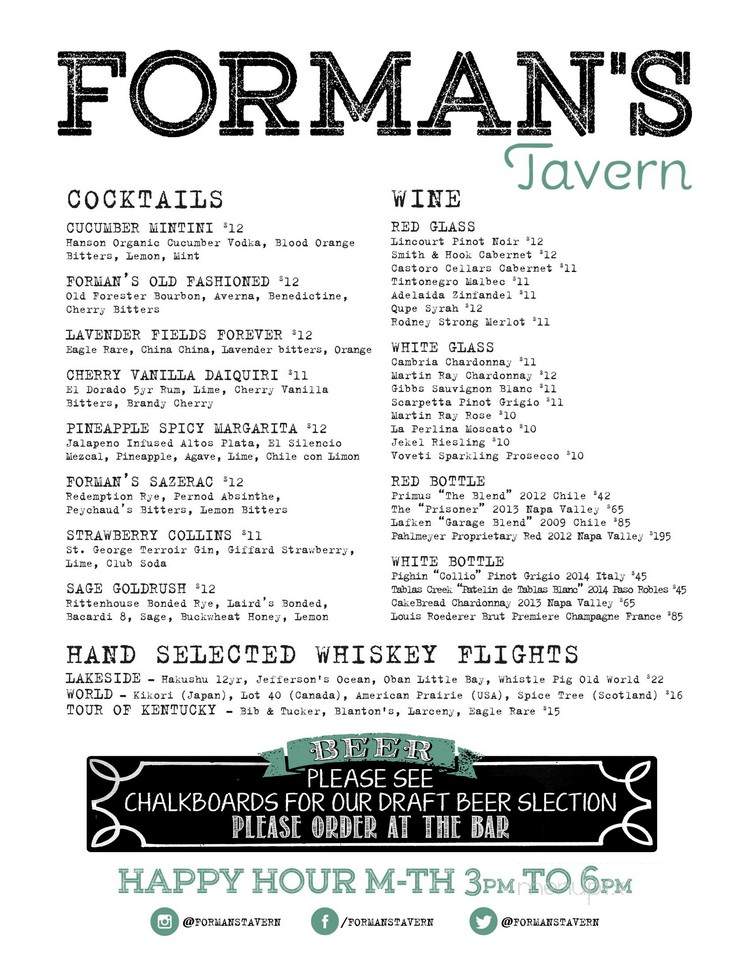 Forman's - Toluca Lake, CA menu_pic