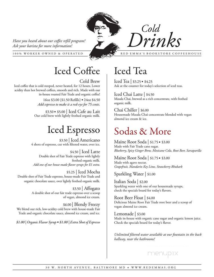 Red Emma's Bookstore Coffeehouse - Baltimore, MD menu_pic
