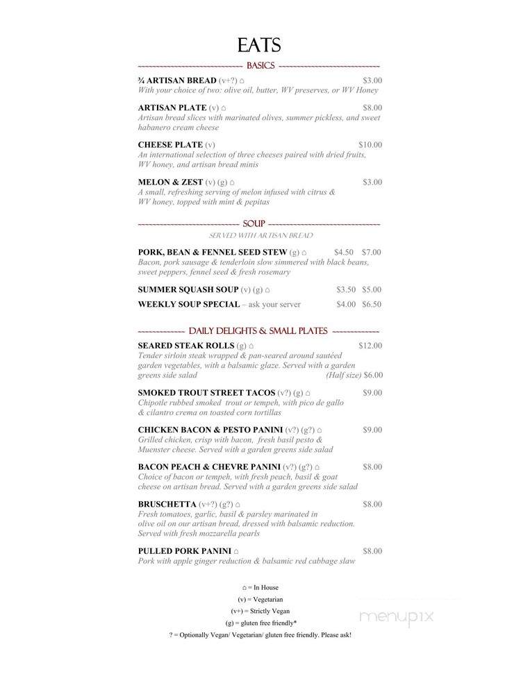Three Quarter Cafe - Buckhannon, WV menu_pic