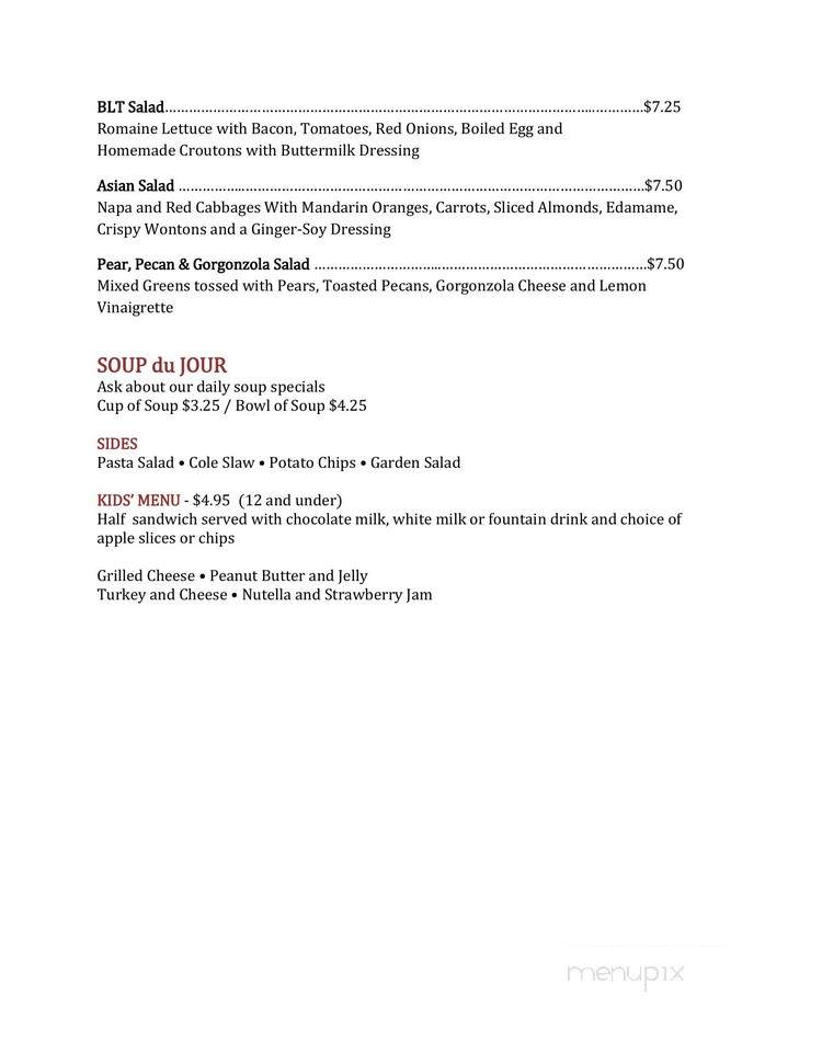 Chanticleer Cafe & Bakery - Cary, NC menu_pic