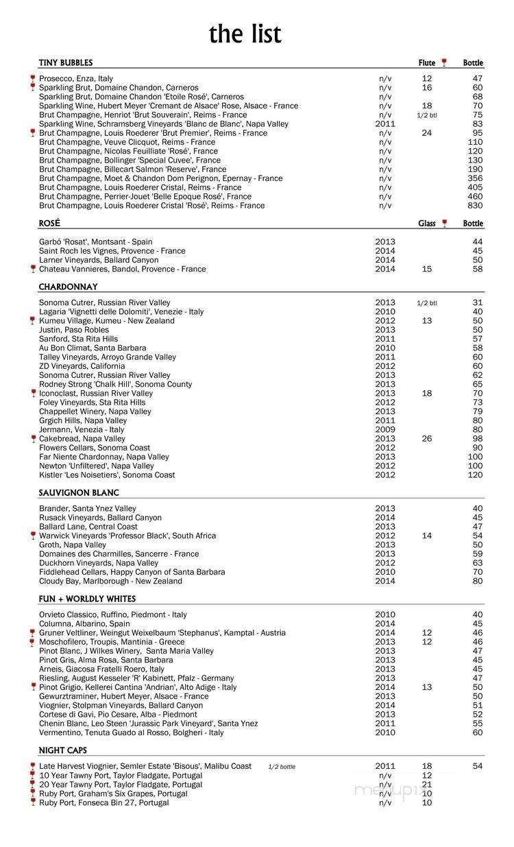 The Tasting Room - Westlake Village, CA menu_pic