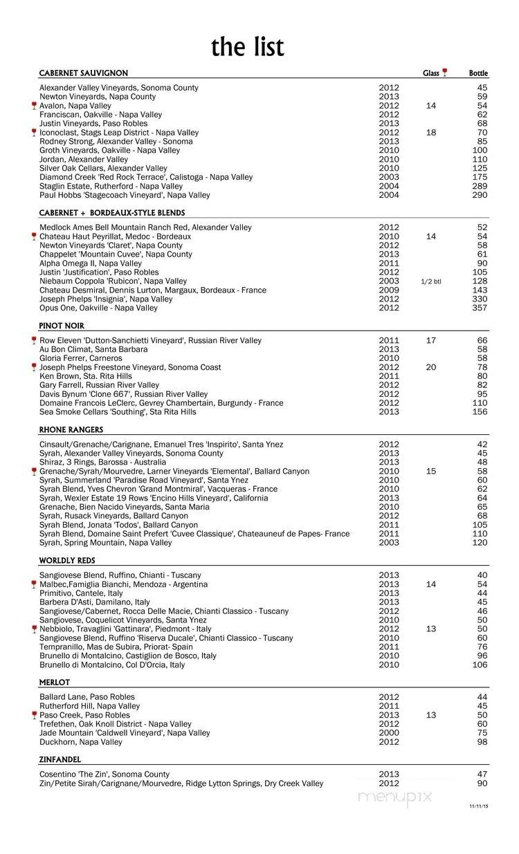 The Tasting Room - Westlake Village, CA menu_pic