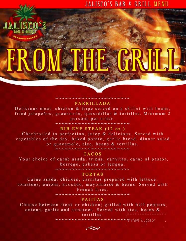 Jaliscos Bar & Grill - El Centro, CA menu_pic