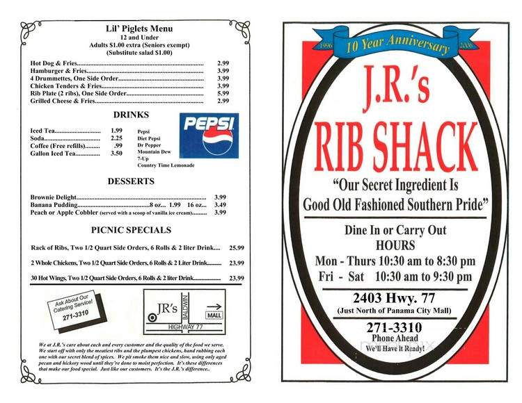 J.R.'s Rib Shack - Panama City, FL