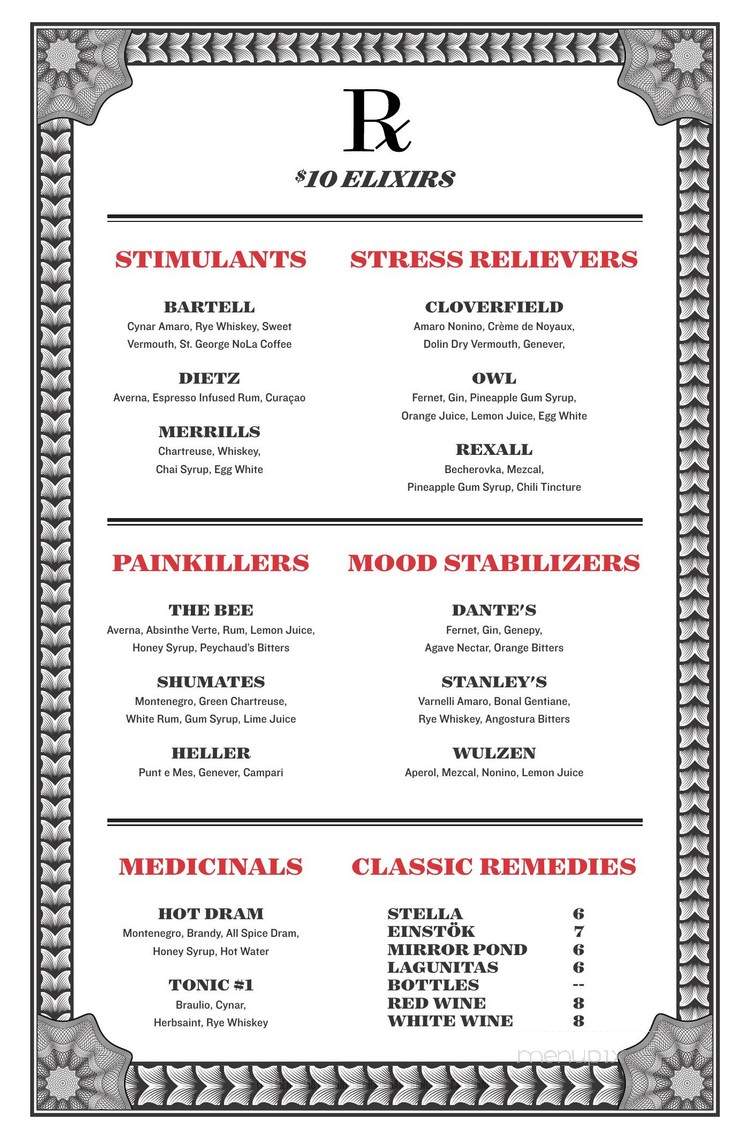 Rx - San Francisco, CA menu_pic