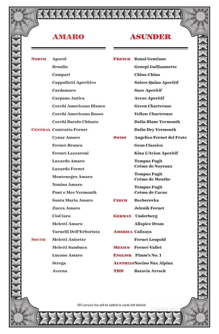 Rx - San Francisco, CA menu_pic