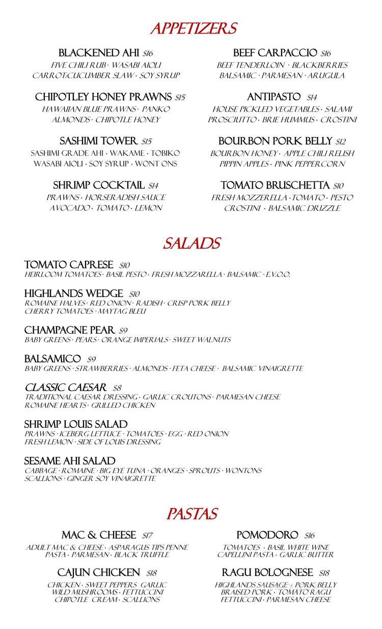 Highlands Ranch Restaurant - Mill Creek, CA menu_pic