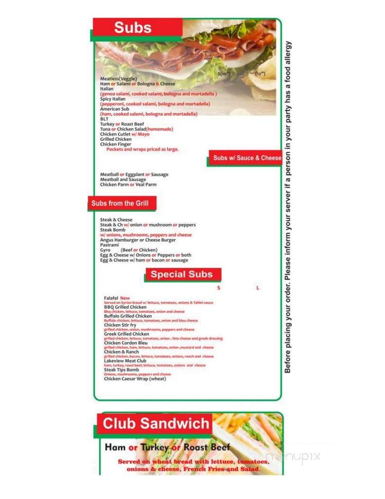 Lakeview House of Pizza - Grafton, MA menu_pic