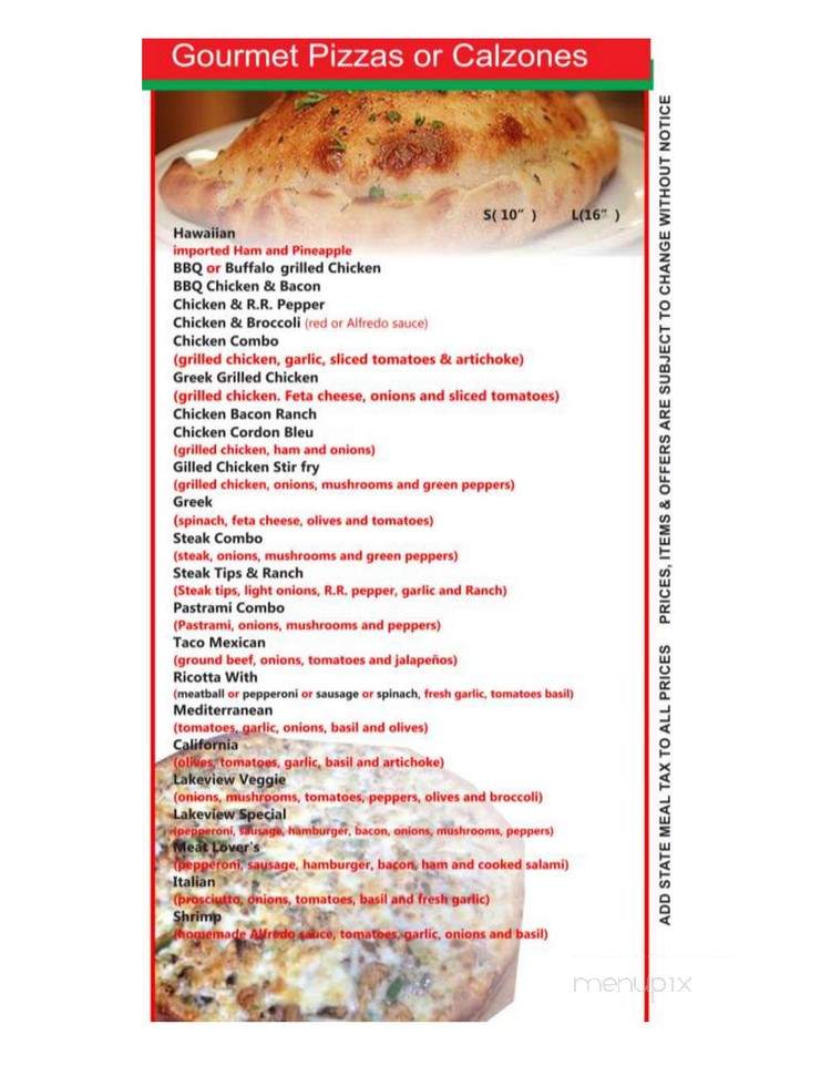 Lakeview House of Pizza - Grafton, MA menu_pic