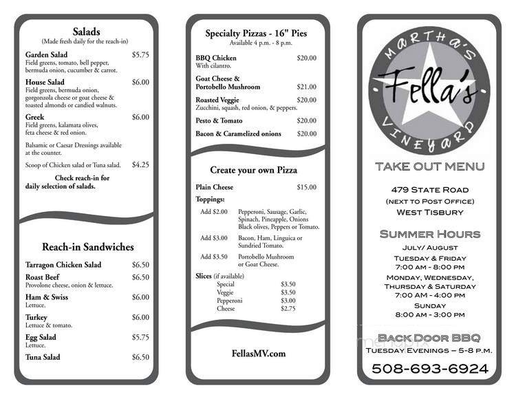 Fella's On Union - Tisbury, MA menu_pic