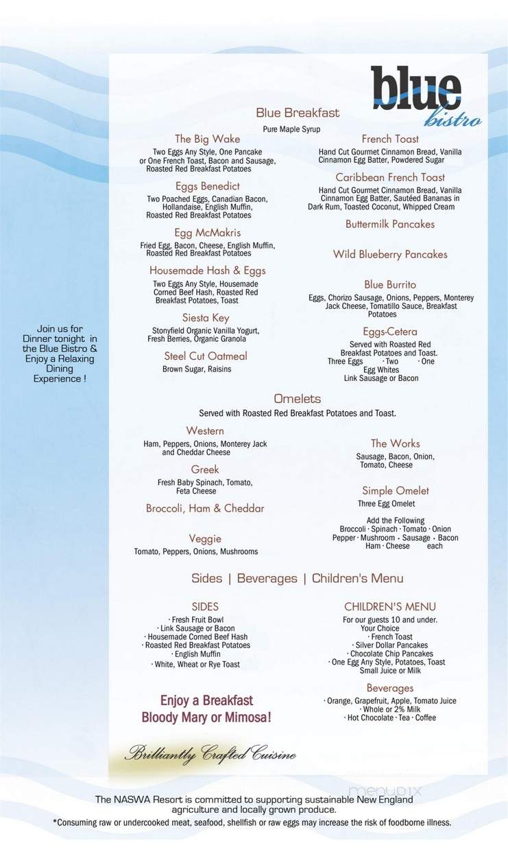 Menu of Blue Bistro in Laconia, NH 03246
