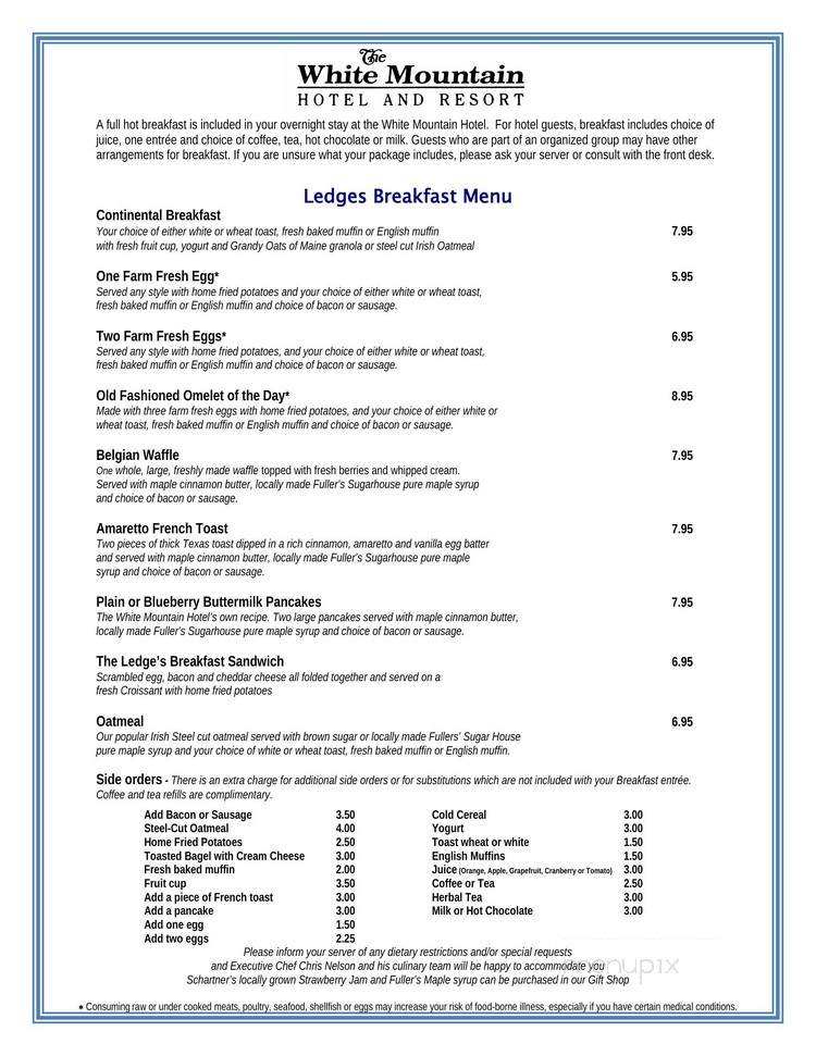 Ledges Dining Room - North Conway, NH menu_pic