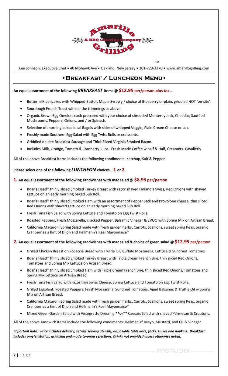 Amarillo Grilling - Oakland, NJ menu_pic