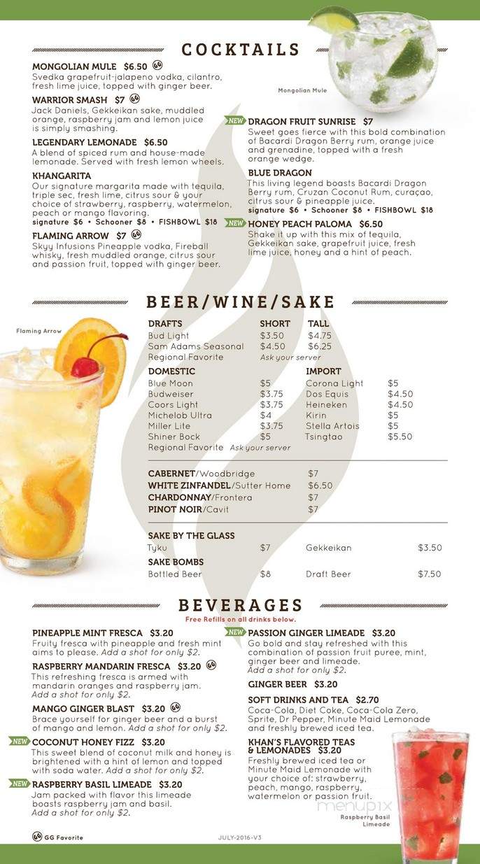 Genghis Grill-the Mongolian Stir Fry - Fort Worth, TX menu_pic