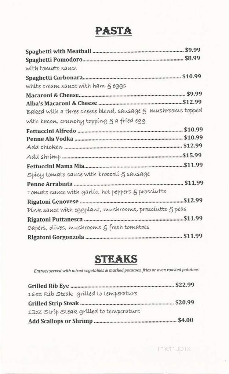ALBAs Restaurant - Lakehurst, NJ menu_pic