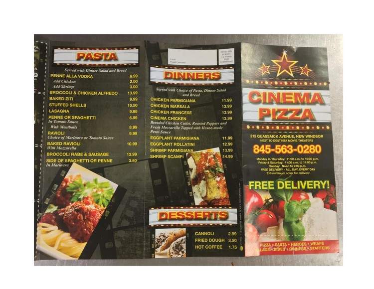Cinema Pizza - New Windsor, NY menu_pic