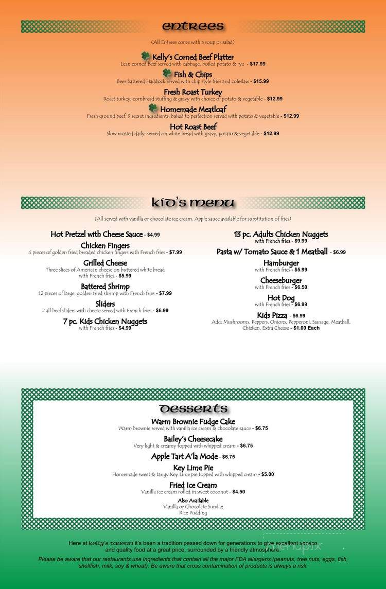 Kellys Tavern - Neptune City, NJ menu_pic
