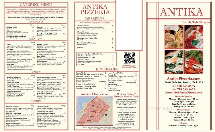 Antika Pizzeria - Astoria, NY menu_pic