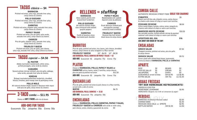 Oaxaca Taqueria - Brooklyn, NY menu_pic