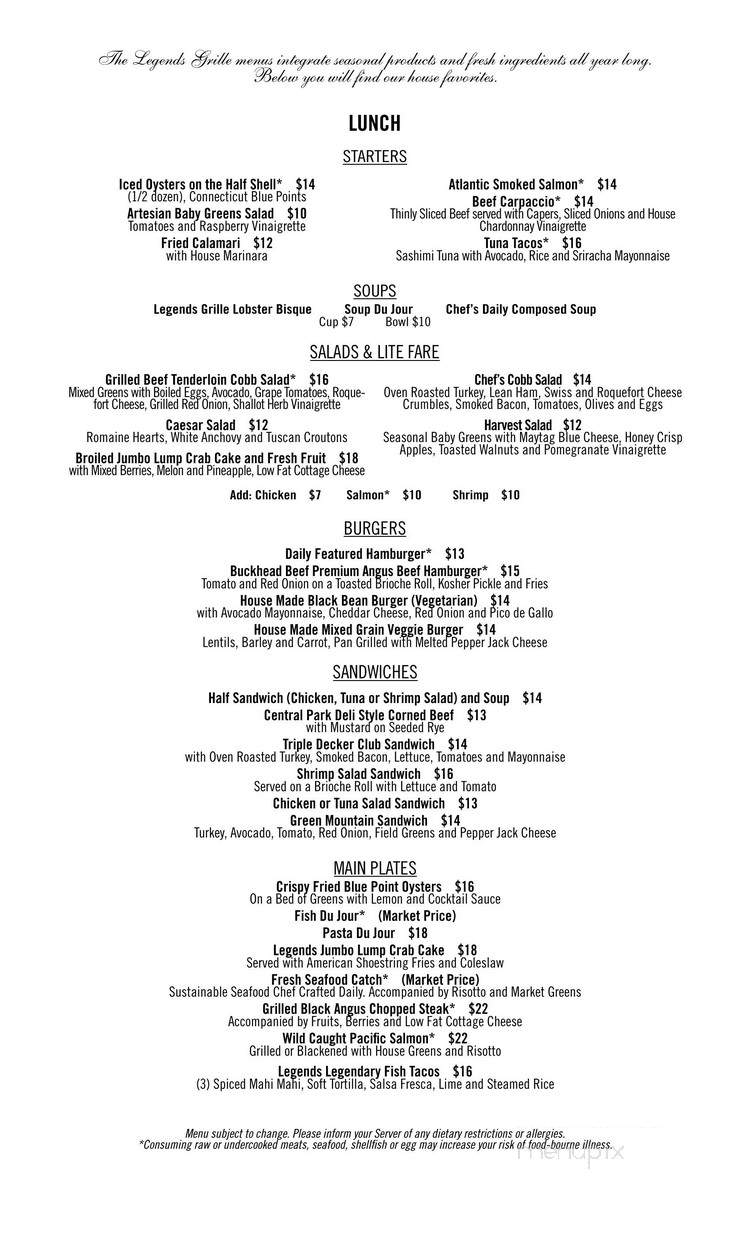 Legends Club Grille - Mill Spring, NC menu_pic