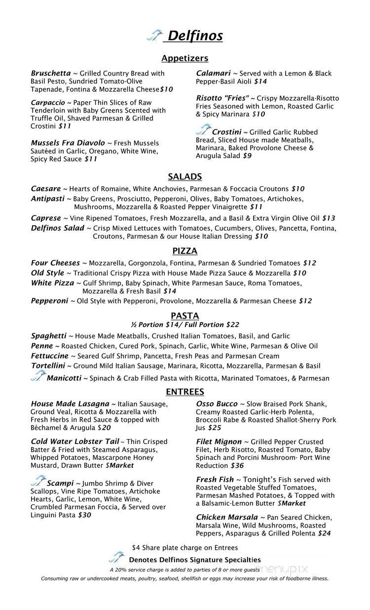 Delfinos Italian Restaurant - Palm Coast, FL menu_pic