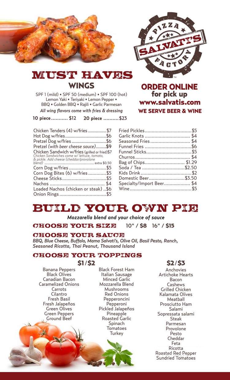 Salvati's Pizza Factory - Fort Walton Beach, FL menu_pic