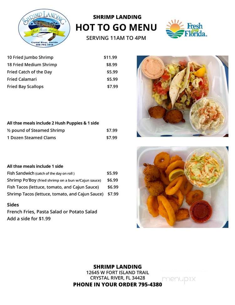 Shrimp Landing - Crystal River, FL menu_pic