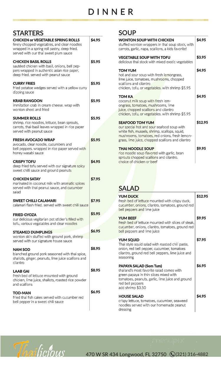 Thailicious - Longwood, FL menu_pic