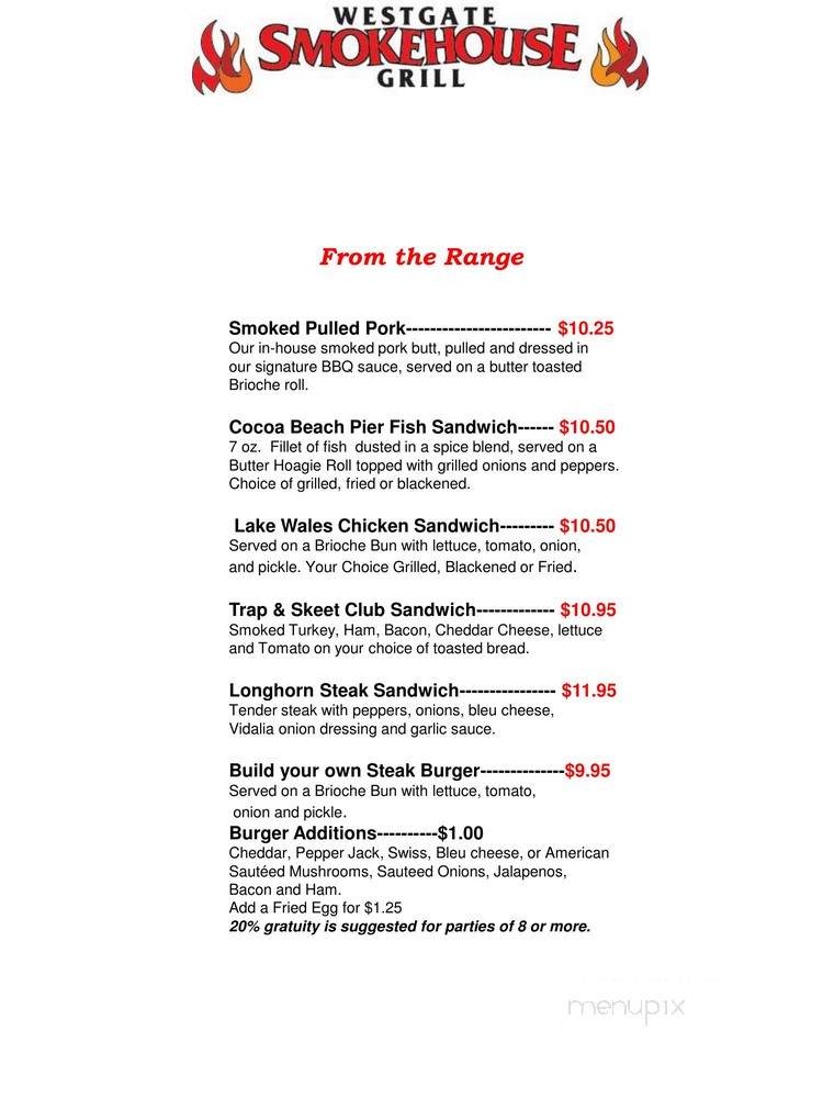 Westgate Smokehouse Grill - River Ranch, FL menu_pic