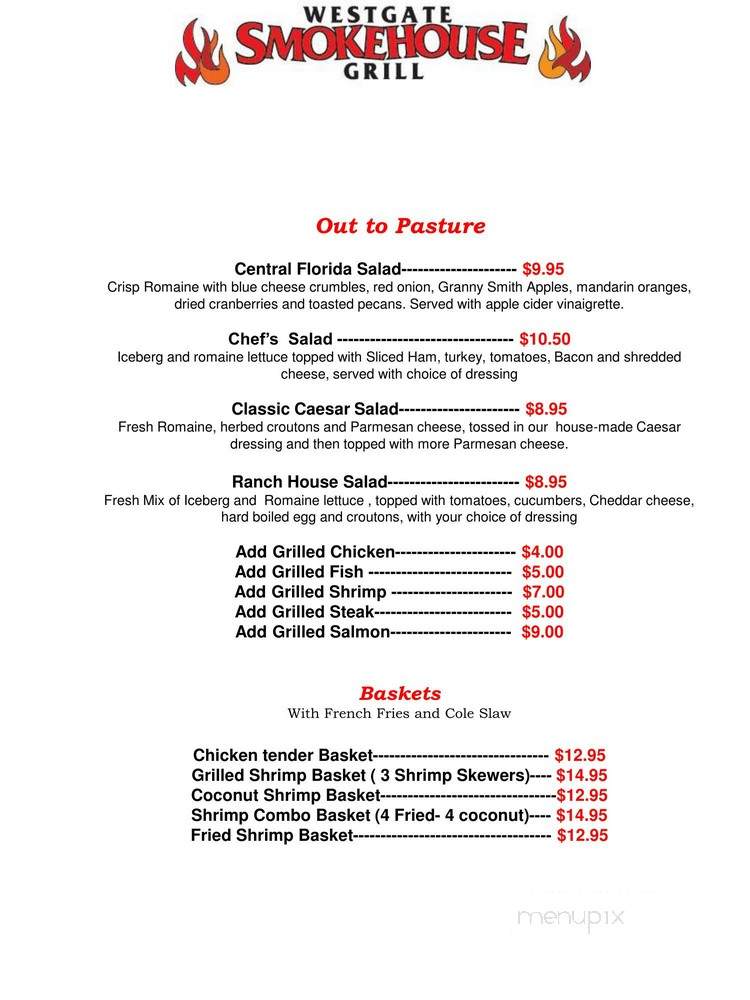 Westgate Smokehouse Grill - River Ranch, FL menu_pic