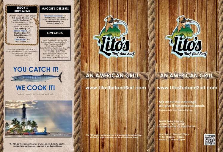 Lito's Turf and Surf - Lighthouse Point, FL menu_pic