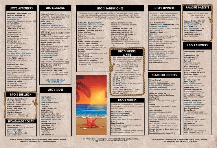 Lito's Turf and Surf - Lighthouse Point, FL menu_pic