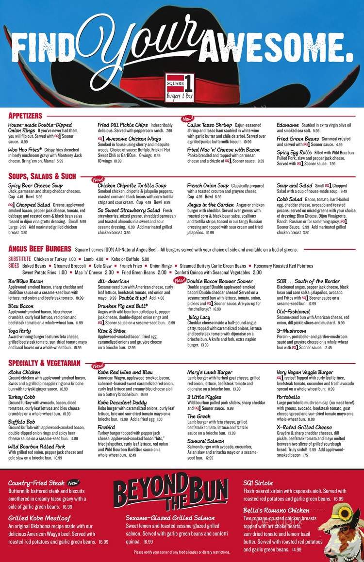 Square 1 Burgers & Bar - Lakeland, FL menu_pic