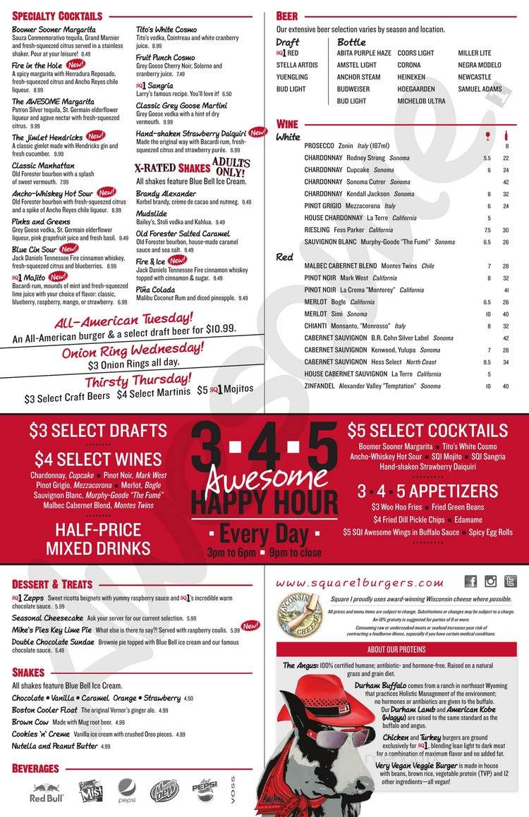 Square 1 Burgers & Bar - Lakeland, FL menu_pic