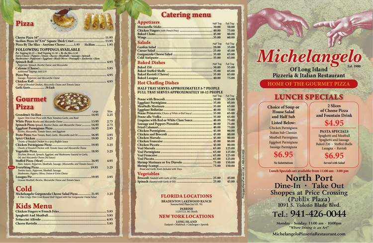 Michelangelo Pizza - Sarasota, FL menu_pic