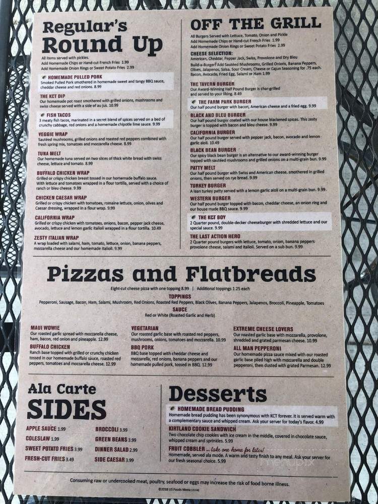 Kirtland City Tavern - Kirtland, OH menu_pic