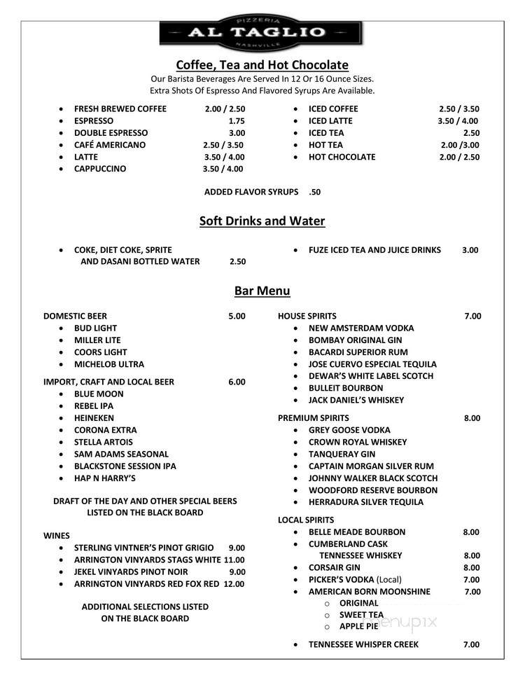 Al Taglio Pizzeria - Nashville, TN menu_pic