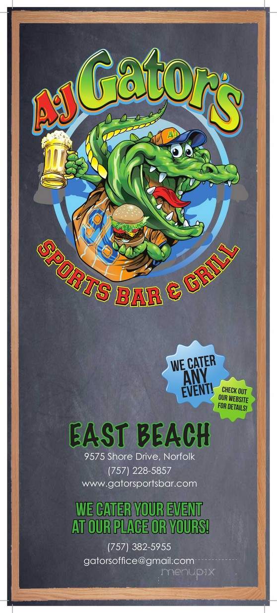 A.J. Gator's Sports Bar & Grill - Chesapeake, VA menu_pic