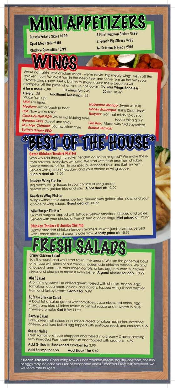 A.J. Gator's Sports Bar & Grill - Chesapeake, VA menu_pic