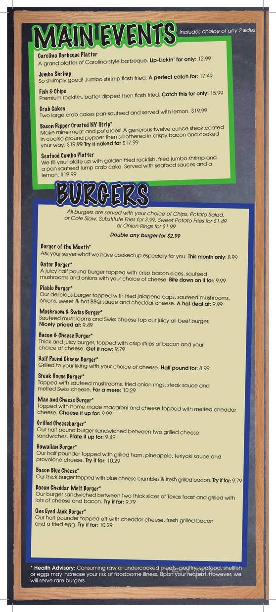 A.J. Gator's Sports Bar & Grill - Chesapeake, VA menu_pic