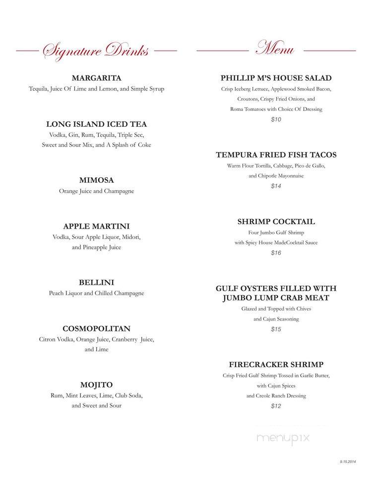 Phillip M's - Choctaw, MS menu_pic
