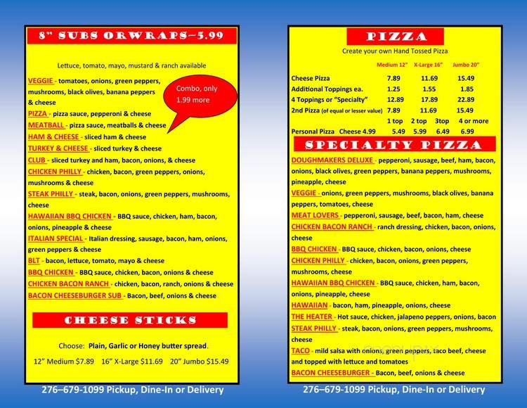 DoughMakers pizza - Norton, VA menu_pic