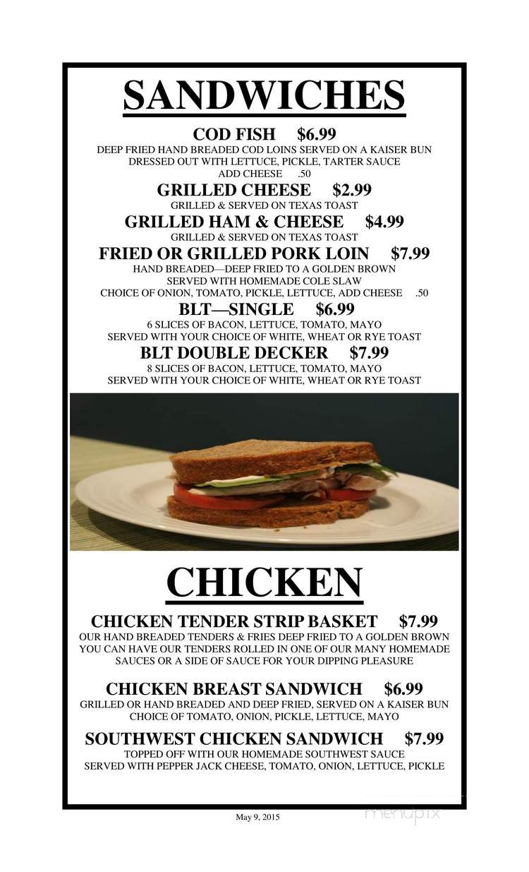 Lake Waynoka Restaurant - Sardinia, OH menu_pic