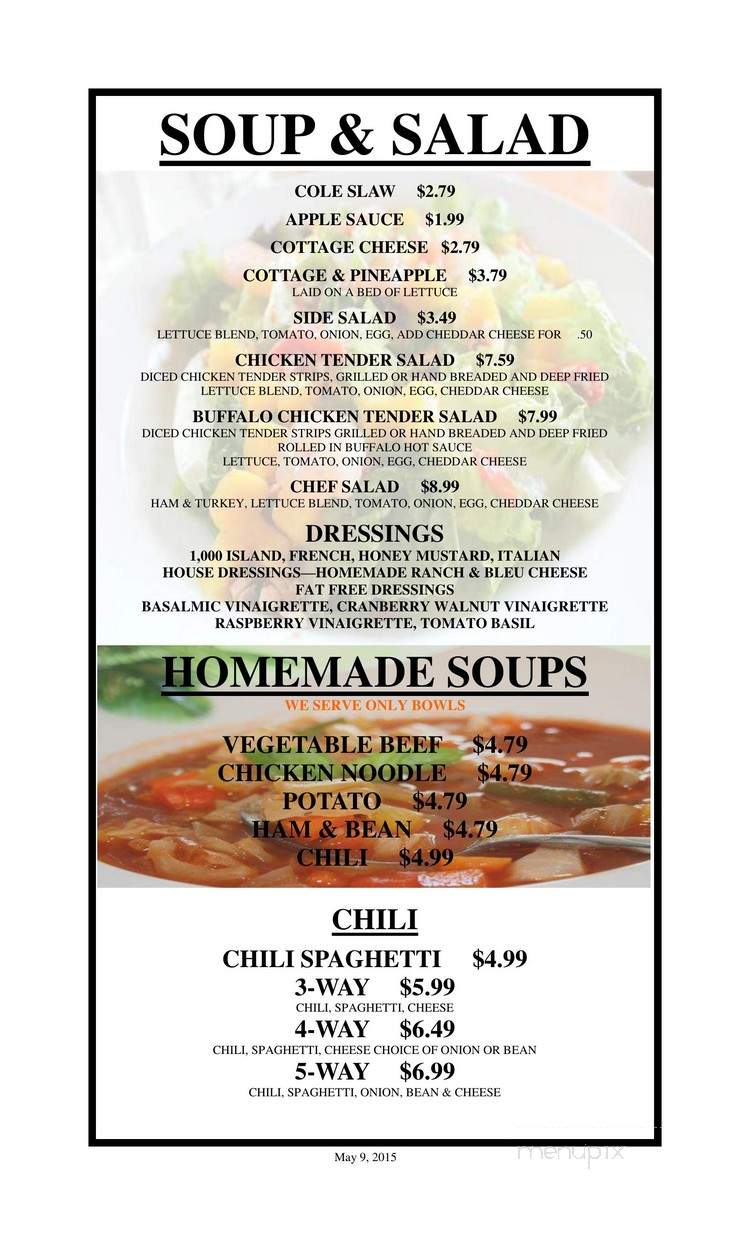 Lake Waynoka Restaurant - Sardinia, OH menu_pic
