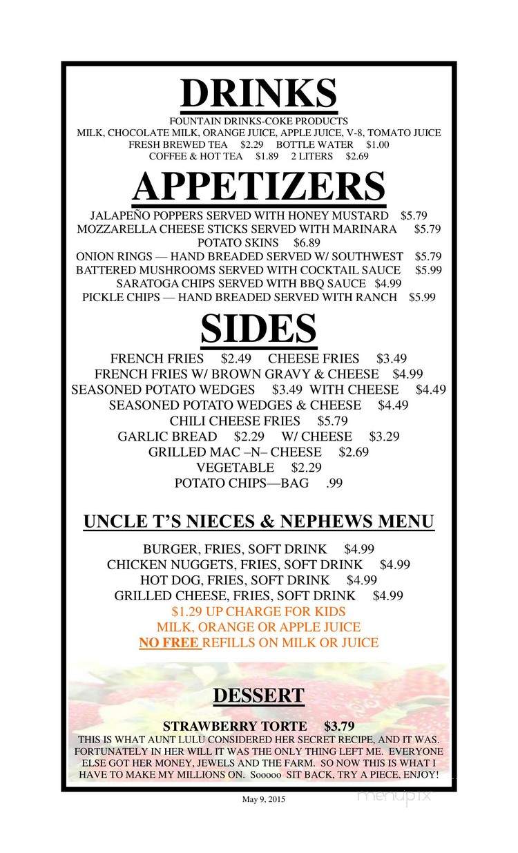Lake Waynoka Restaurant - Sardinia, OH menu_pic