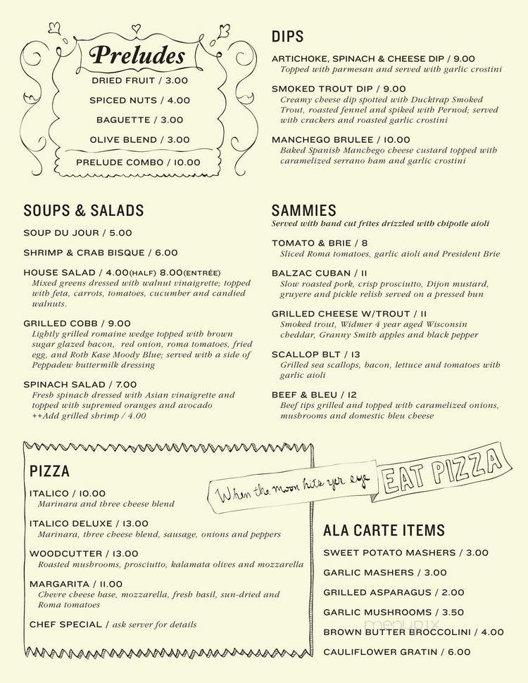 Balzac - Milwaukee, WI menu_pic