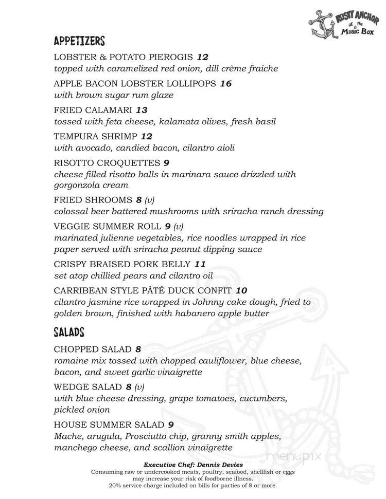 Rusty Anchor - Cleveland, OH menu_pic