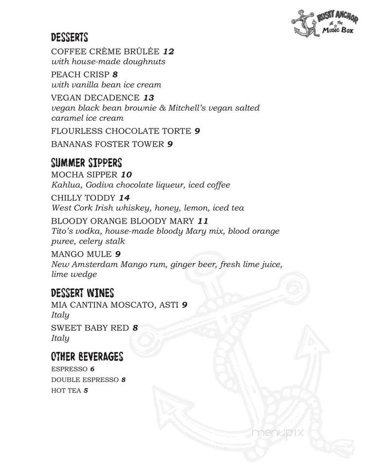 Rusty Anchor - Cleveland, OH menu_pic