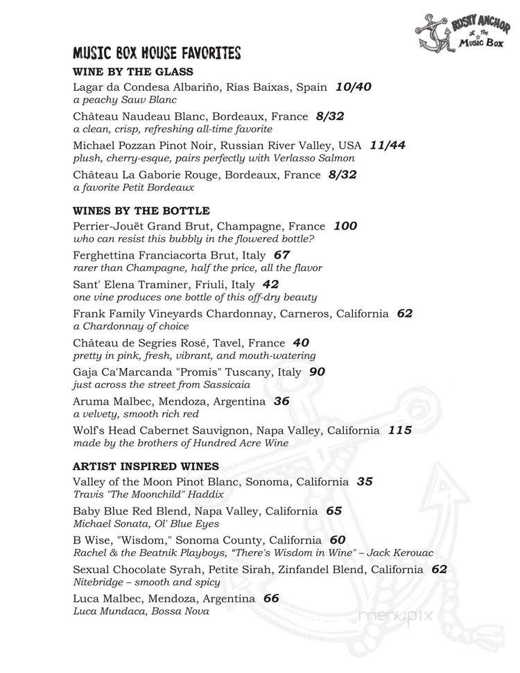 Rusty Anchor - Cleveland, OH menu_pic