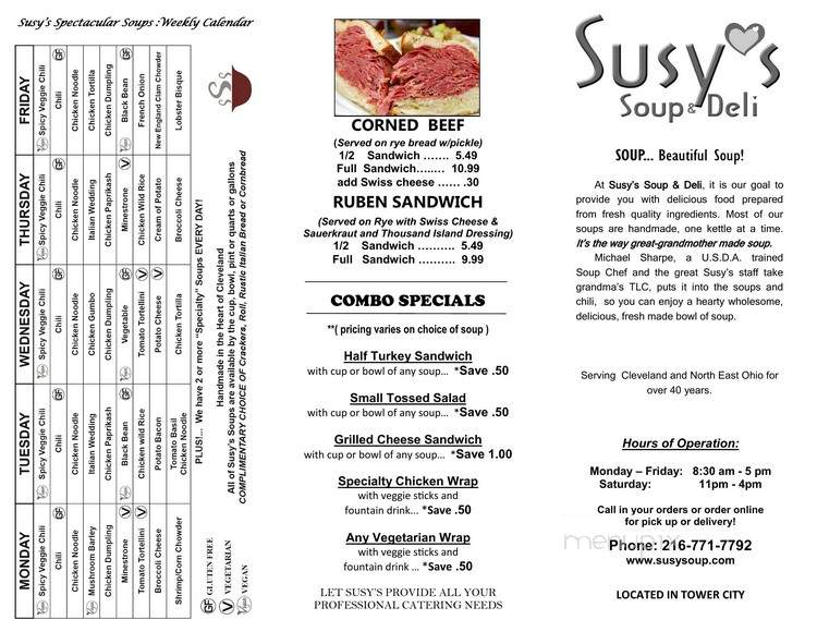 Susy's Soup & Deli - Cleveland, OH menu_pic